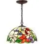 Tiffany Hanging Lamp 16 Inch Antique Pendant Light Stained Glass Hummingbird Shade Chandelier Ceiling Fixture S101 WERFACTORY Decorate Dining Living Room Bedroom Study Office Coffee Bar Hallway Loft