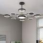 FangYanMei LED Chandelier Modern Acrylic Ceiling Lights Black Metal Lighting, Close to Ceiling Light Nordic Restaurant LED Pendant Lights Lamp Used for Living Room Bedroom Dining Room Lighting
