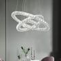 Maxax Crystal Chandelier LED Ceiling Fixtures Pendant Lighting Adjustable Stainless Steel 3 Rings LED Light Fixtures Hangin for Dining Room Living Room,Cool White(6500K)