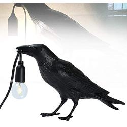 Crow Table lamp,Bird Wall Lamp Light LED Table Lamps Bedroom Resin Crow Desk Lamp Bedside Light for Living Room Bedroom Office College Dorm-Black