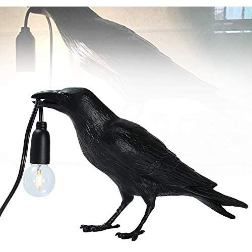 Crow Table lamp,Bird Wall Lamp Light LED Table Lamps Bedroom Resin Crow Desk Lamp Bedside Light for Living Room Bedroom Office College Dorm-Black