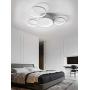 Qamra Modern LED Ceiling Light, Creative Dimmable Flush Mount Lighting Fixture, 3 Color 4 Rings Chandelier with Remote Control for Living Room Kitchen Island Bedroom Dining Room (White, 40W)