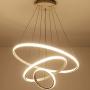 LED Chandelier - Modern LED Chandeliers Dining Table 85W 7500lm LED Dimmable Remote Control 3 Ring 30x45x60CM Hanging Lamp Living Room Ceiling Light Bedroom Height Adjustable (Gold)