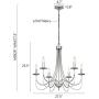 Derksic French Country Chandelier 6-Light Farmhouse Lighting Rustic Metal Candle Chandeleirs for Dining Room Living Room Bedroom Kitchen Foyer, Brushed Silver Gray Finish