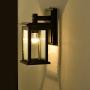 MICSIU Dusk to Dawn Sensor Outdoor Wall Mount Light Fixture Photocell Exterior Wall Sconces 1 Lighting Lantern Textured Black Finish with Clear Seedy Glass ( 1 Pack)