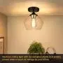 Industrial Semi Flush Mount Ceiling Light with Clear Glass Shade, Vintage Close to Ceiling Light, Farmhouse Hanging Ceiling Light Fixture for Hallway, Dining Room, Bedroom, Entryway, Cafe, Bar, Foyer