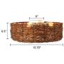 KWOKING Modern Design Rattan Ceiling Light 3 Lights Natural Material Flush Mount Ceiling Light with Drum Shape Rustic Woven Light Fixture for Dining Room,Bedroom, Entry 15.75inch