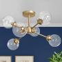 KSANA Gold Semi Flush Mount Ceiling Light, Gold Chandeliers for Dining Rooms, Kitchen, Living Room, D25.2''x H13''