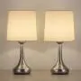 Modern Table Lamps Set of 2 Bedside Nightstand Small Desk Lamp Elegant Classic Table Light with White Fabric Shade for Bedroom, Dorm, Living Room, Office, Perfect Gift