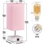 Touch Control Table Lamp with 2 USB Charging Ports, 3 Way Touch Lamps Beside Desk, Nightstand Lamp for Bedrooms Living Room, Pink Shade with White Base, LED Bulb Included(Pink)