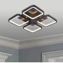 Leniure Black Square LED Light Ceiling Lamp Contemporary Chandelier Lighting Fixture 18'' Wide 18'' Deep 4'' High, Dimmable