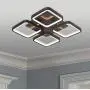 Leniure Black Square LED Light Ceiling Lamp Contemporary Chandelier Lighting Fixture 18'' Wide 18'' Deep 4'' High, Warm White 3000K