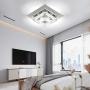 Modern Crystal Ceiling Light with Dimmable Remote Control, Stainless Steel Luxury Flush Mount LED Chandeliers Ceiling Light Fixture, Ideal for Dining Room, Bedroom, Hallway, Living Room