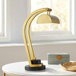 Argyle Vintage Piano Banker Desk Table Lamp with USB Charging Port Satin Brass Adjustable Head for Living Room Bedroom Bedside Nightstand Office Family - Barnes and Ivy