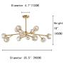 NOXARTE Modern Sputnik Chandelier Lighting Brass Pendant Lamp Crystal Globe Gold Ceiling Light Fixture 12 Lights for Dining Room Kitchen