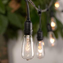 Brightown Weatherproof String Lights Outdoor Patio Lights with 12 Hanging Sockets & 7Watt ST40 Clear Edison Bulbs, Connectable Strand for Backyard Porch Bistro Party, 18FT, E17 Base, Black