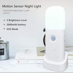 Motion Sensor Light Indoor, Dimmable LED Night Light, Build in 2000mAh Rechargeable Battery Operated, Portable Motion Activated Night Light for Kids Room, Bathroom,Living Room, Bedroom.Cold(2 Pack)