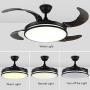 YEELED Light 42'' Invisible Reversible Ceiling Fans with Remote Control 3 Light/6 Fan Speeds Ceiling Fan Chandelier for Living Room Bedroom Dining Room Fan Light (Black-01)