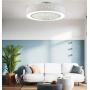 LITFAD 21.5'' Wide Dimmable Ceiling Fan Lighting Modernist Acrylic Round Flush Mount Light Simple Bedroom LED Hanging Ceiling Fan Lamp with Remote Control for Hotel Kids Room Dining Room - White