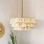 LITFAD 3-Tier Fringe Girls Room Hanging Lamp Hand-Weaving Rope Single Modernist Pendant Ceiling Light Creative Pendant Light Chandelier in Beige for Living Room Dining Room Bedroom