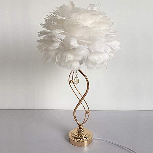 ZHANGYY Modern Feather Crystal Gold Table Lamps Bedside Reading Room Living Room Bedroom E27 Illumination Lamps Gold Button Switch