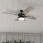 Prominence Home 50345-01 Auletta Outdoor Ceiling Fan, 52” ETL Damp Rated 4 Blades, LED Frosted Contemporary Light Fixture, Matte Black