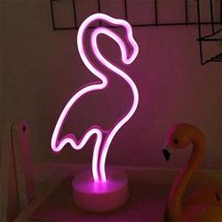 LED Cactus and Flamingo Neon Signs Lights with Holder Base Decorative Marquee Signs Light Battery Operated Night Lights for Living Room Bedroom Christmas Party Supplies Kids Toys Birthday Gifts