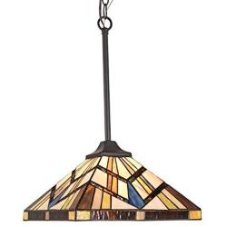 Capulina Tiffany Style Kitchen Lighting, 1-Light Stained Glass Lighting Fixtures, 11.9 inch Wide Lampshade Mini Pendant Light, Mission Style Kitchen Island Lighting, Tiffany Hanging Pendant Light