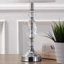 Pauwer Modern Clear Crystal Table Lamps Set of 2 Bedroom Living Room Bedside 19-inch Chrome Table Lamp Set with White Fabric Shade