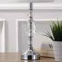 Pauwer Modern Clear Crystal Table Lamps Set of 2 Bedroom Living Room Bedside 19-inch Chrome Table Lamp Set with White Fabric Shade