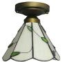 SUSUO Rustic Flush Mount Ceiling Light with Stained Glass Shade Minimalist Tiffany Ceiling Fixture for Bedroom Living Room Hallway Kitchen