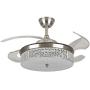 Crystal Ceiling Fan Lights LED Dimmable Chandelier Retractable Fan with Remote Mute Ceiling Fans for Dining Room/Bedroom 42 inch (Silver)