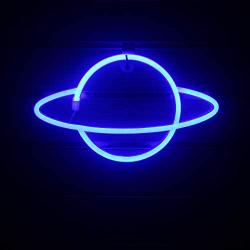 Wanxing Planet Neon Signs Led Neon Wall Sign Blue Neon Lights Hanging Neon Light for Bedroom Kids Room Hotel Shop Restaurant Game Office Wall Art Decoration Sign Party Supply Gift(Blue)