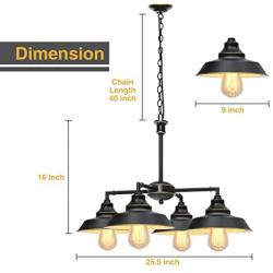 KingSo Lighting 4-Light Chandelier, Oil Rubbed Bronze Island Pendant Light Fixture with Highlights and Metal Shades Perfect for use in a Foyer, Living Room, Dining Room, or Bedroom.