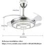 BIGBANBAN Crystal Ceiling Fan with Light and Remote,4-Blades Retractable Fans Chandelier,LED Indoor Fans Ceiling for Dining Room/Bedroom 42 inch (Sliver)
