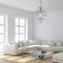 Riomasee Plug in Chandelier Mini Chrome Chandelier 1 Light Elegant Chandelier Crystal Iron Ceiling Light Fixture for Bedroom,Bathroom,Dining,Living Room