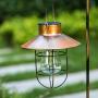 1 Pack EKQ ROJOY Hanging Solar Lights Lantern Lamp with Shepherd Hook, Metal Waterproof Edison Bulb Lights for Garden Outdoor Pathway (Copper)