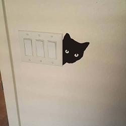 FlWallD Cat Switch Plate Wall Decal Kids Room Living Room Bedroom Light Switch Vinyl Sticker Funny Wall Decor,Pack of 4