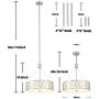 VICNIE 18'' 3-Light Drum Chandelier, Modern Pendant Ceiling Light, Adjustable Height, Brushed Nickel Finish, Acrylic & Glass Shade for Dining Room Kitchen Island