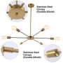 CLAIRDAI Sputnik Chandeliers 6 Lights Pendant Lighting Modern Chandelier Gold Industrial Vintage Ceiling Light Fixtures for Kitchen Dining Room Living Room