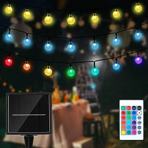 Globe Solar String Lights, Colorful 50 LED Outdoor Bulb String Lights with Remote Control ,Waterproof Timer Solar Patio Lights for Patio, Garden, Gazebo, Yard, Outdoors (16colors) Globe Solar String Lights, Colorful 50 LED Outdoor Bulb String Lights with Remote Control ,Waterproof Timer Solar Patio Lights for Patio, Garden, Gazebo, Yard, Outdoors (16colors)