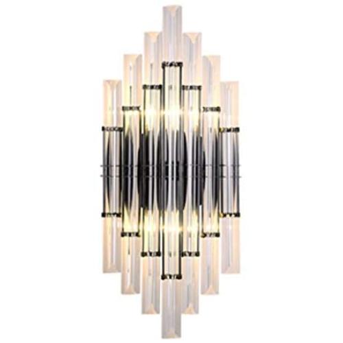 KCO Lighting Crystal Wall Lights Modern Elegant Wall Sconce Lighting Metal Wall Mount Light Fixtures with Clear Crystal, for Bedroom Living Dining Room (Black)