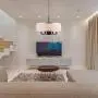 Loclgpm Modern Drum Chandelier Light, 6 Lights Metal Pendant Lighting with White Shade, Black Ceiling Lamp Fixture Hanging for Dining Room Bedroom Kitchen Island Bathroom Living Room Home