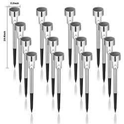 GIGALUMI Solar Pathway Lights 16 Pack, Solar Landscape Lights Outdoor Waterproof & Auto On/Off, Stainless Steel Solar Powered Garden Lights for Yard, Lawn, Patio, Path, Walkway or Driveway Cold White