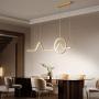 Minimalist LED Chandelier Modern Pendant Light Metal Hanging Ceiling Light Fixture Adjustable Chain Hanging Lamp for Dining Living Rooms Kitchen (Gold)