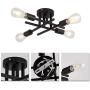 Vintage Semi Flush Mount 4 Light Ceiling Light with E26 Base Modern Black Chandelier for Farmhouse Kitchen Dining Room Bedroom Study Living Room