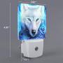 Set of 2 Led Night Lights, Blue Fire Rose Ice Wolf Auto Dusk-to-Dawn Sensor Night Lamp Plug-in Home Decorative for Adult