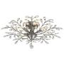 SEOL-LIGHT Vintage Large Crystal Branches Chandeliers Ceiling Light Flush Mounted Fixture with 5 Light 200W Sliver Grey for Bedroom,Entryway,Living Room,31.5''Dia