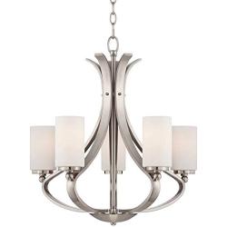 Kadence Brushed Nickel Chandelier 23 1/4'' Wide Modern Opal Frosted Glass 5-Light Fixture for Dining Room House Foyer Kitchen Island Entryway Bedroom Living Room - Possini Euro Design