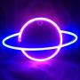 Ninboca Blue Planet Neon Signs Kids Room Decor Pink Neon Signs Led Neon Sign Plug in Wall Light Battery USB Powered Party Supplies Girls Room Decor Led Neon Light Sign for Bedroom Wall Decor